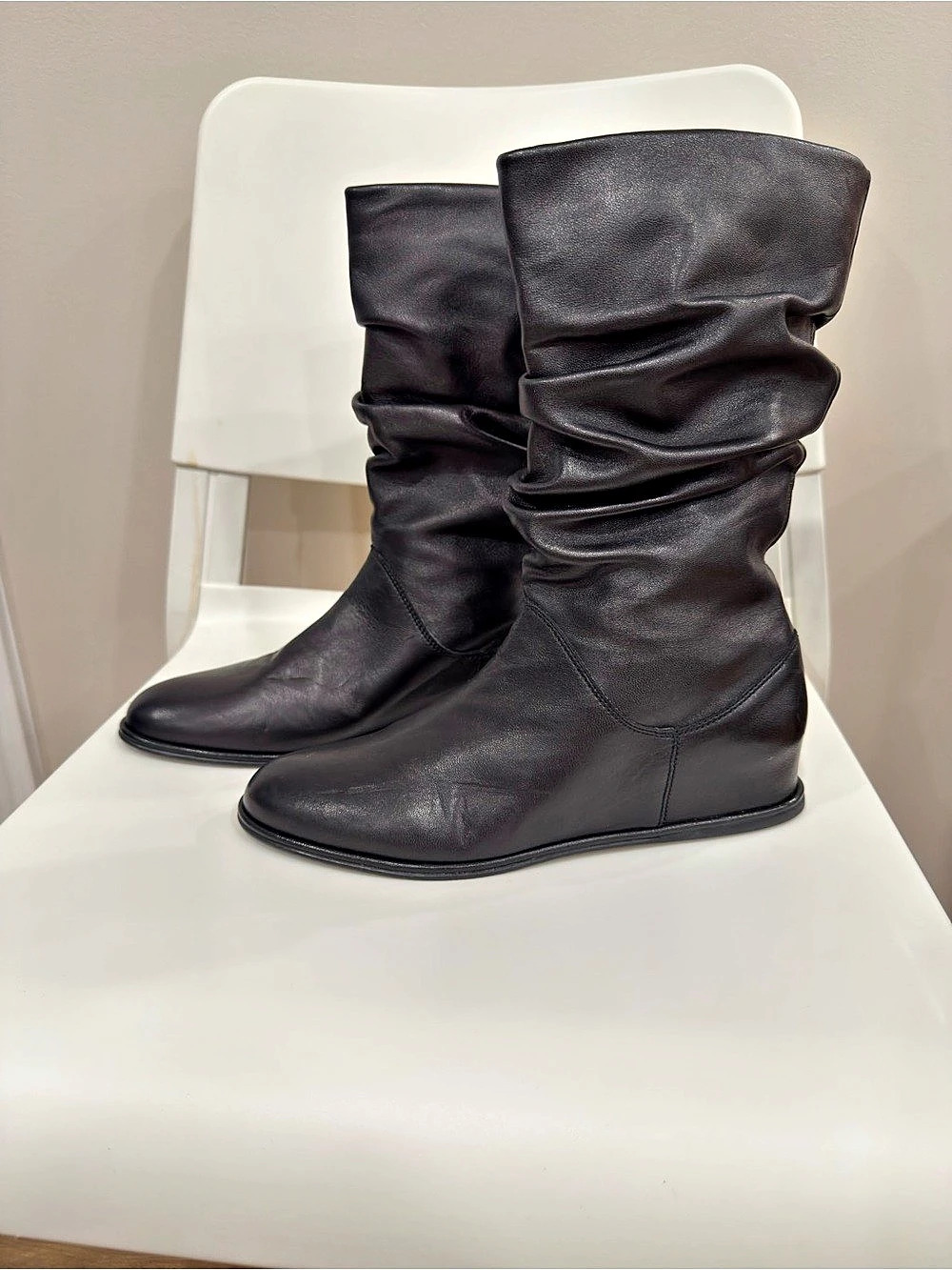 Stuart Weitzman Slouch Wedge Boots Black US 8.5